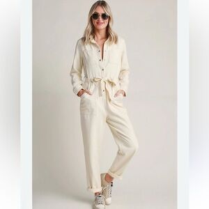 Skies Are Blue Jumpsuit Size 3X 18/20 Cream Color Onesie Utility Suit longsleeve